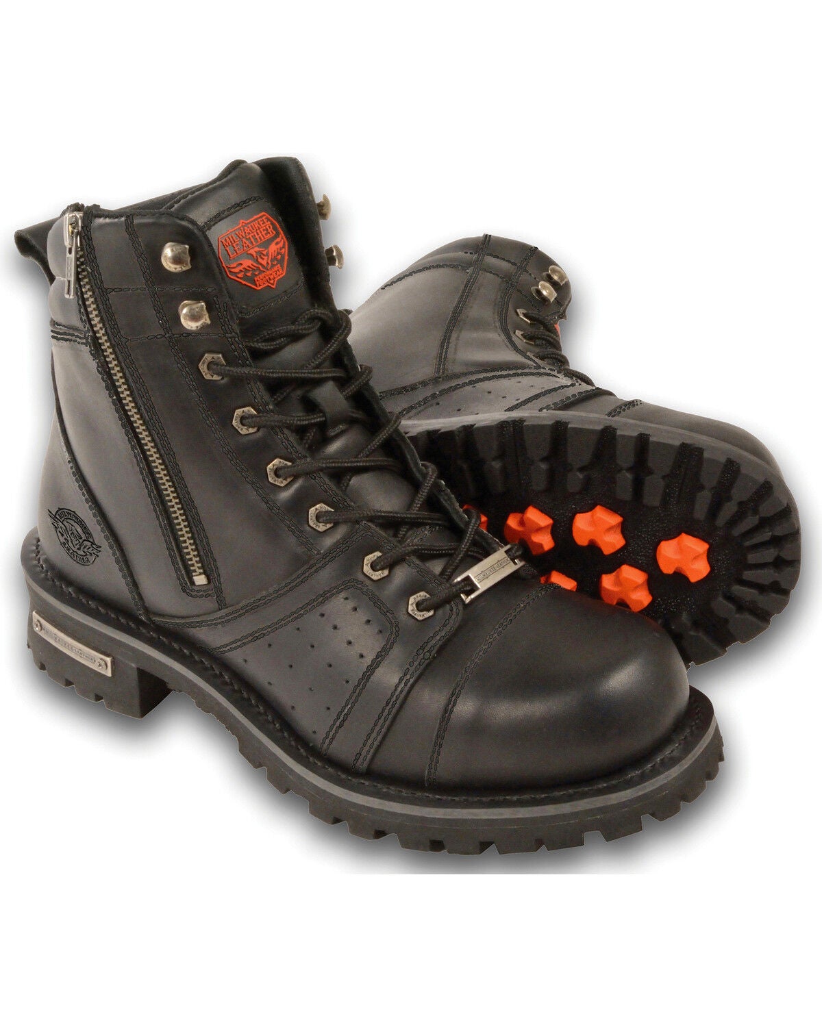Milwaukee Leather Men's Lace To Toe Boots - Round Toe - Wide, Black, hi-res