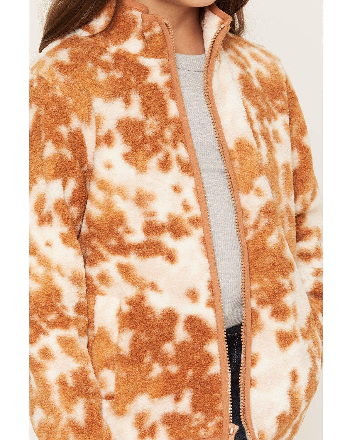 Image #3 - Wrangler Girls' Hay Away Cow Print Zip-Up Sherpa Jacket, Multi, hi-res