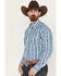 Image #2 - Wrangler Men's Checotah Long Sleeve Western Pearl Snap Shirt, Blue, hi-res