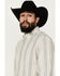 Image #2 - Cody James Men's Sunrise Stripe Long Sleeve Button-Down Stretch Western Shirt , Ivory, hi-res