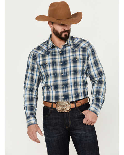 Image #1 - Wrangler Retro Men's Premium Plaid Print Long Sleeve Snap Western Shirt, Multi, hi-res