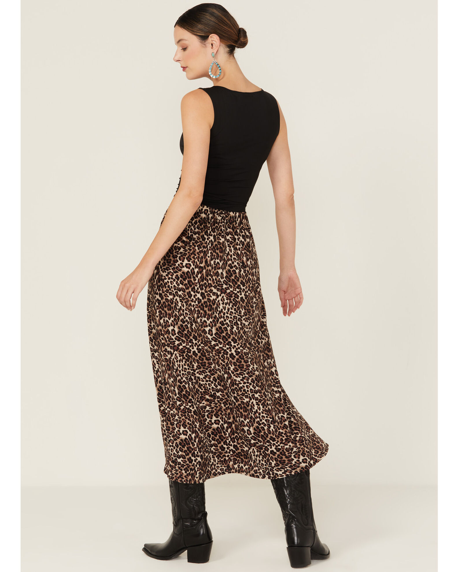 Three dots leopard print midi skirt new arrivals