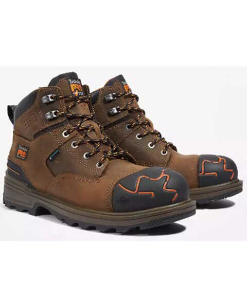 Image #1 - Timberland Pro Men's 6" Magnitude Waterproof Work Boots - Composite Toe , Brown, hi-res