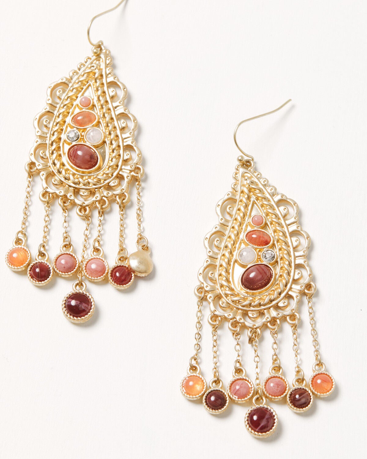 Image #1 - Shyanne Women's Rosewood Paisley Chandelier Earrings, Gold, hi-res
