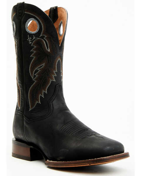Image #1 - Dan Post Men's 12" Leon Cowboy Certified Western Performance Boots - Broad Square Toe, Black, hi-res