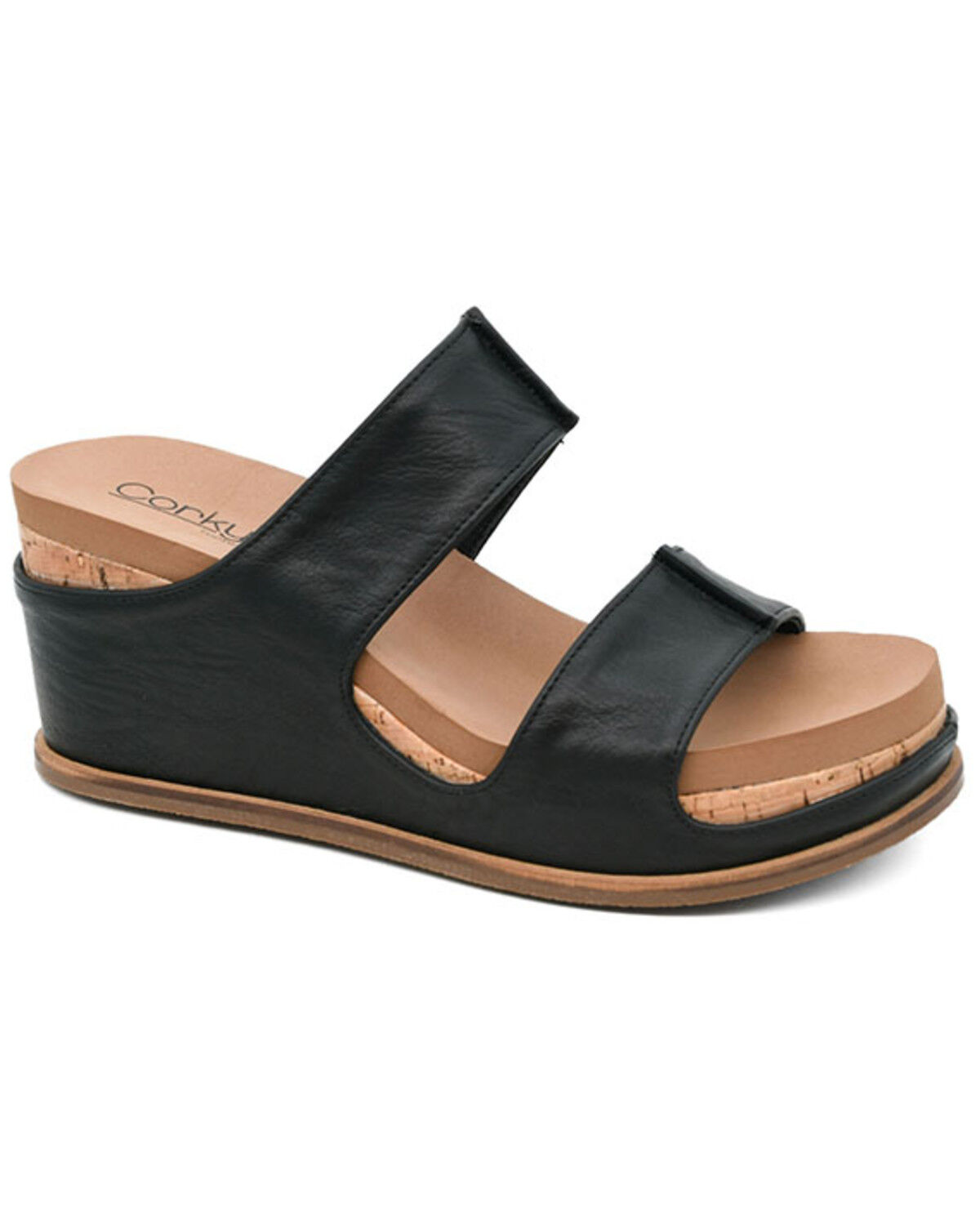 Image #1 - Corkys Women's Table for Two Wedge Sandals, Black, hi-res
