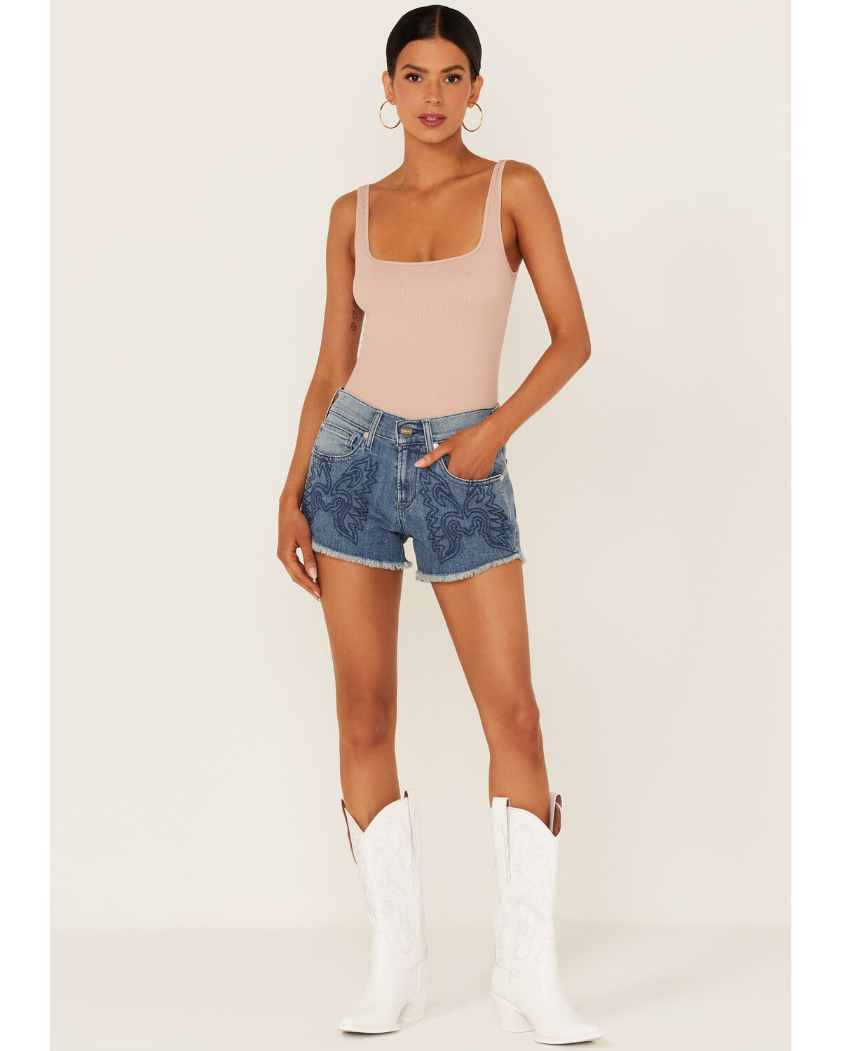 Image #1 - Ariat Women's Serenity Embroidered Front 3" Shorts, , hi-res