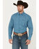 George Strait by Wrangler Men's Plaid Print Long Sleeve Button-Down Western Shirt - Big, Dark Blue, hi-res