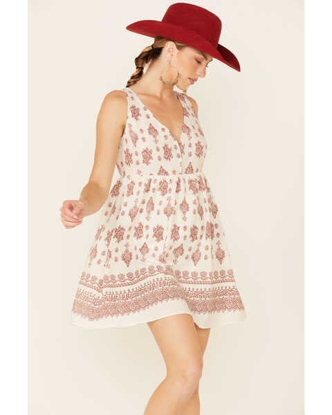Image #2 - Very J Women's Scroll Border Dress, Cream, hi-res