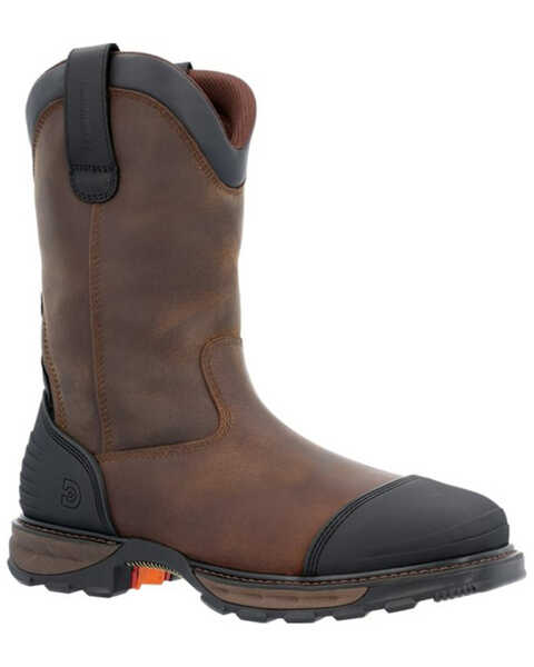 Durango Men's 11" Waterproof Western Work Boots - Steel Toe, Brown, hi-res