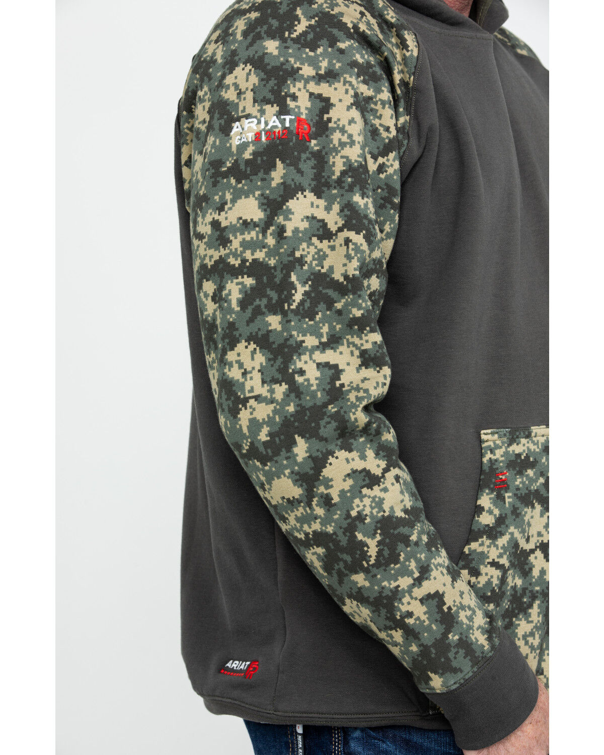Image #4 - Ariat Men's FR Durastretch Camo Patriot Work Hooded Sweatshirt, Camouflage, hi-res