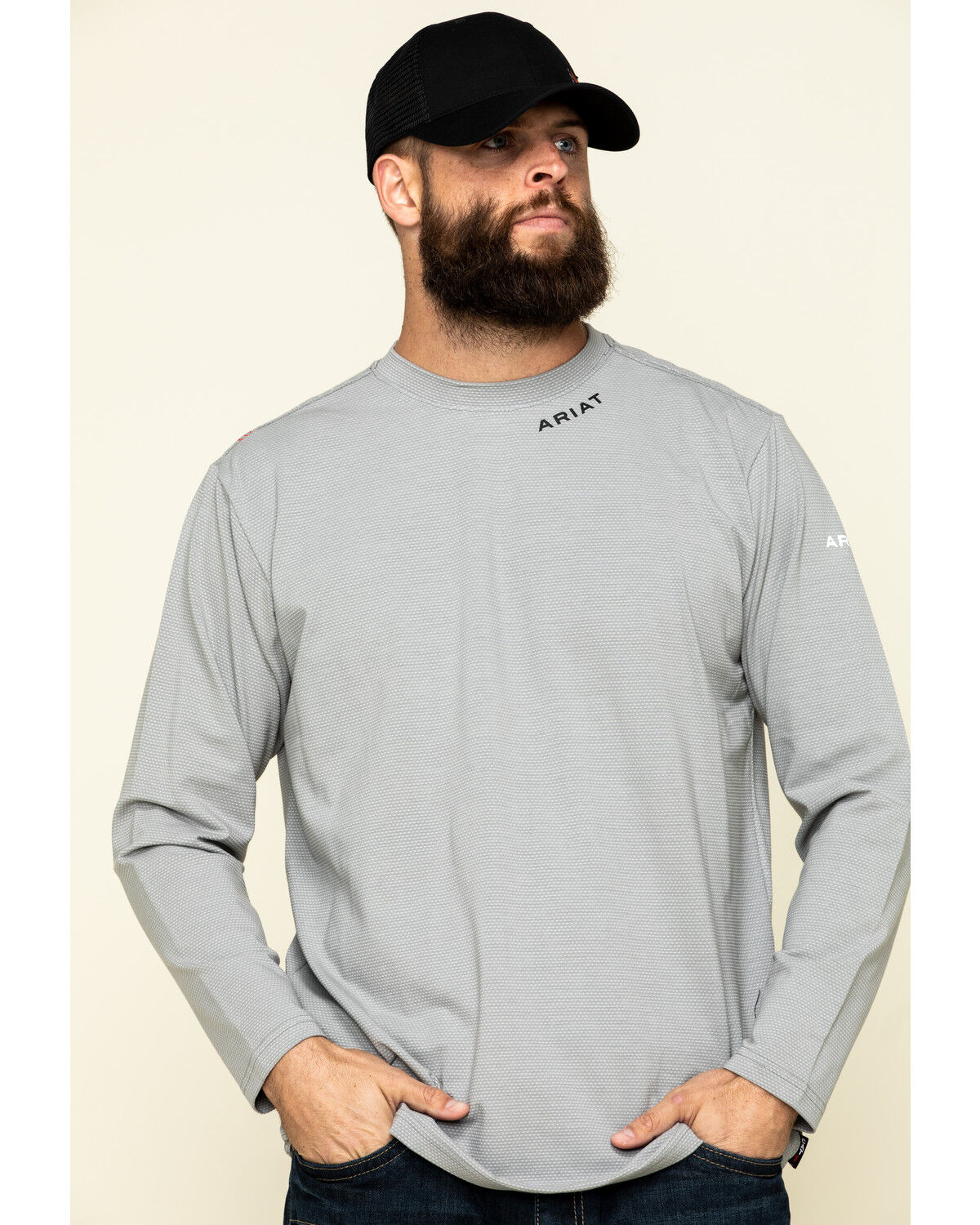 Image #1 - Ariat Men's FR Base Layer Long Sleeve Work T-Shirt - Tall, Navy, hi-res