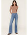 Image #3 - 7 For All Mankind Women's Marine Medium Wash High Rise 34" Dojo Trouser Stretch Denim Jeans, Medium Wash, hi-res