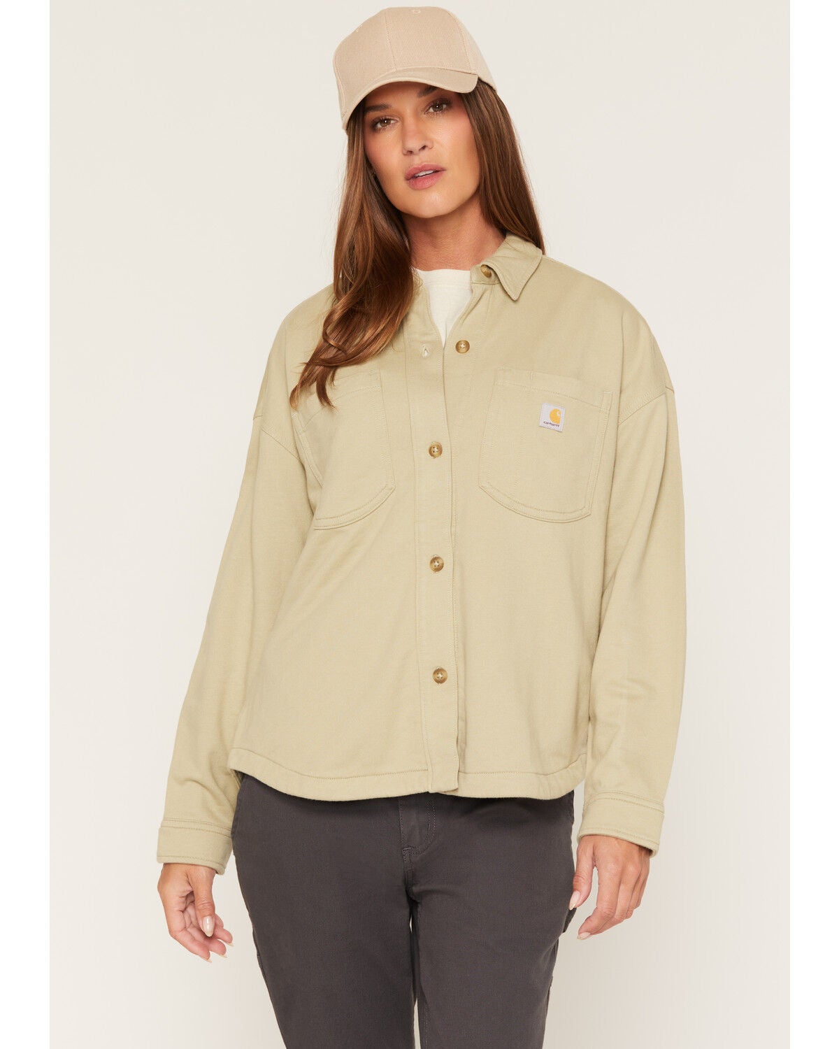 Carhartt Women's Durham Knit Long Sleeve Overshirt, Light Green, hi-res