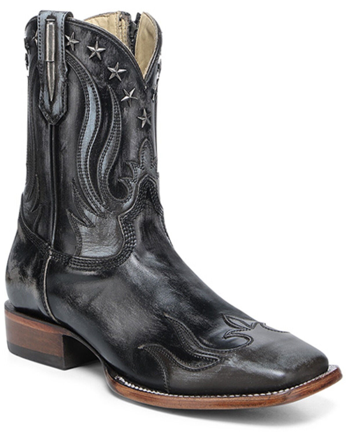 Corral Men's Overlay Studded Western Ankle Boots - Broad Square Toe, Black, hi-res