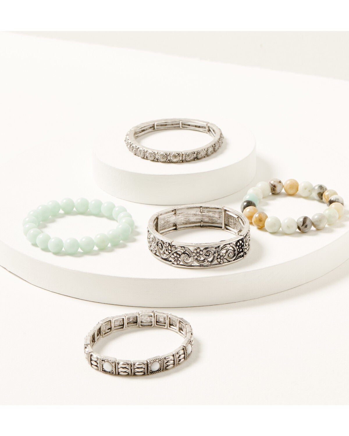 Shyanne Women's Luna Bella Turquoise Beaded Bracelet Set - 5 Piece, Silver, hi-res