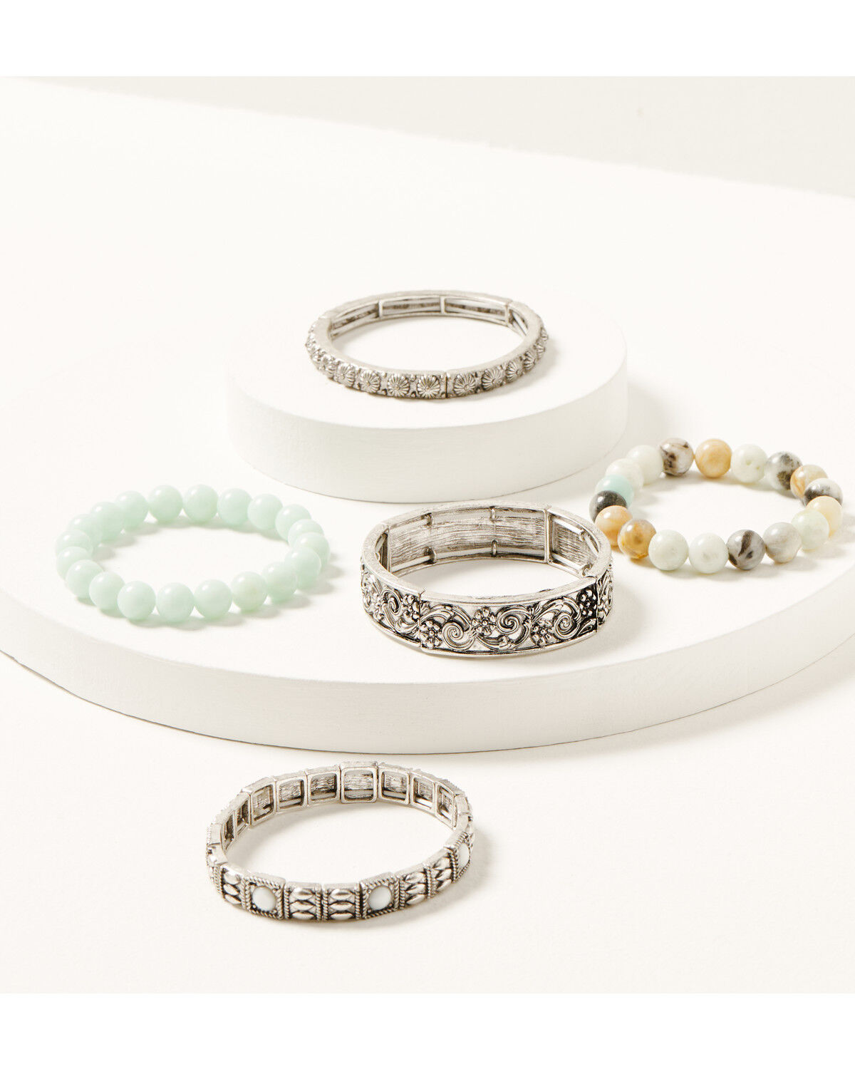 Image #1 - Shyanne Women's Luna Bella Turquoise Beaded Bracelet Set - 5 Piece, Silver, hi-res