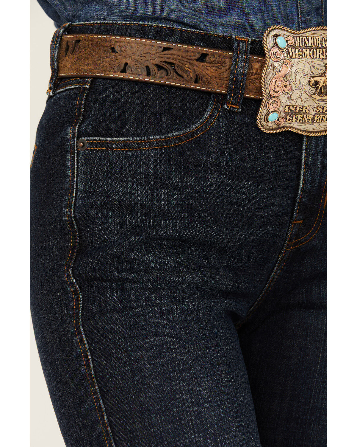 Image #2 - Rock & Roll Denim Women's Dark Wash High Rise Trouser Stretch Denim jeans, Dark Wash, hi-res