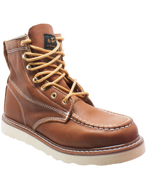 Ad Tec Men's Brown Lace-Up Moc Work Boots - Soft Toe, Brown, hi-res
