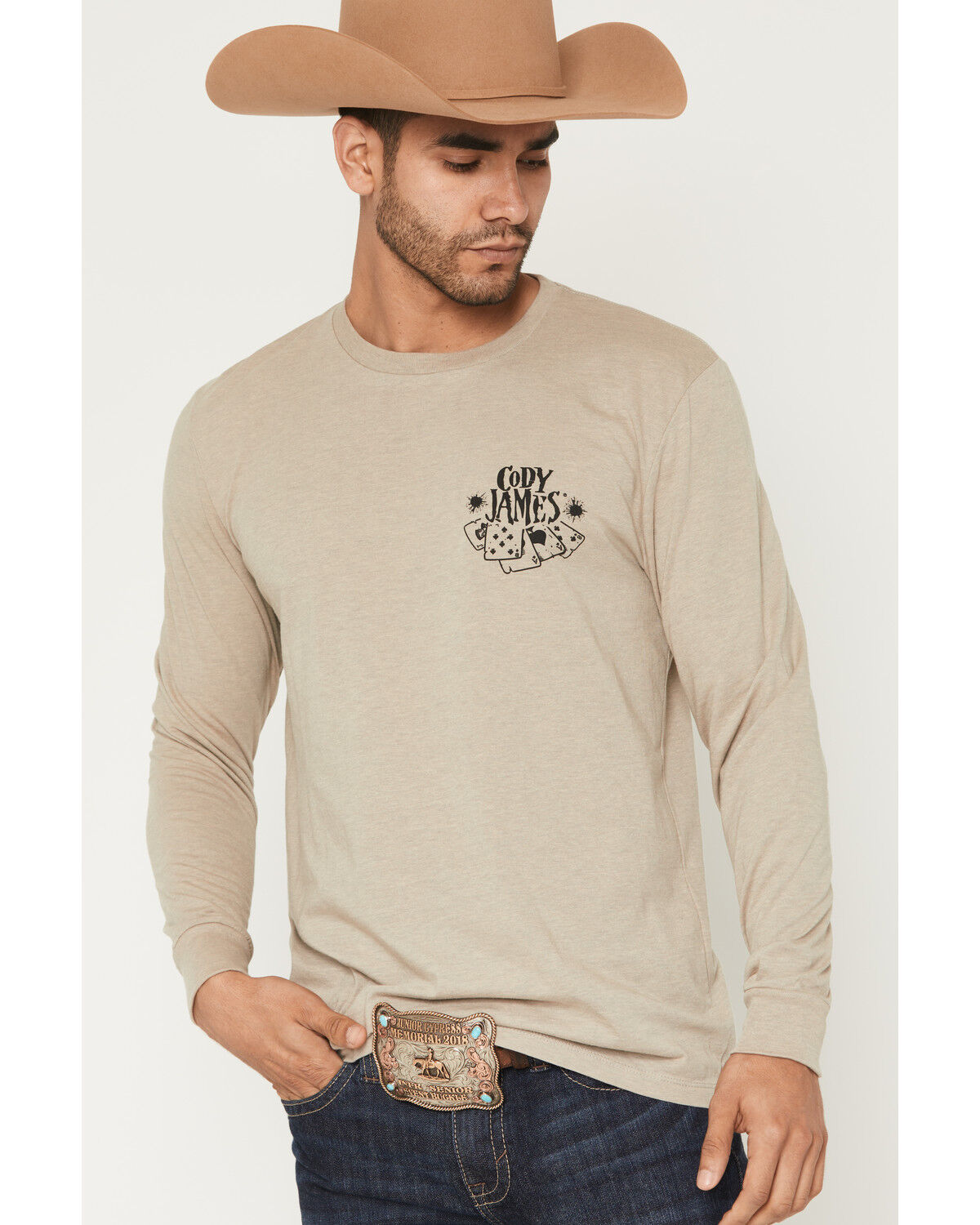 Image #3 - Cody James Men's Dead Man's Hand Long Sleeve Graphic T-Shirt, Tan, hi-res