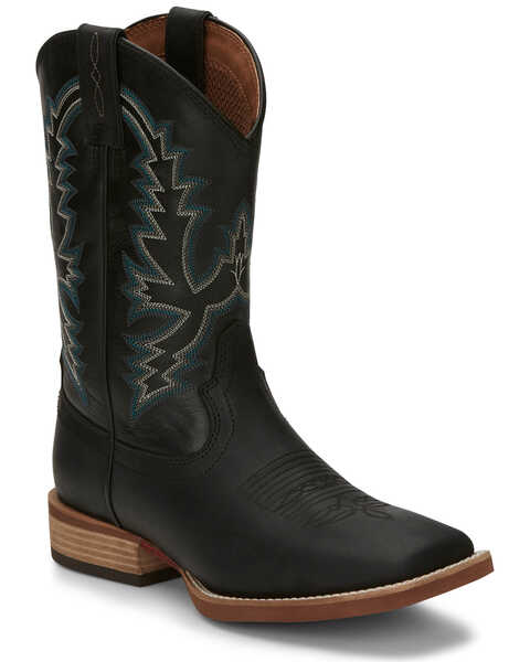 Image #1 - Justin Men's Tallyman Black Western Boots - Wide Square Toe, Black, hi-res