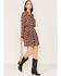 Image #2 - Rock & Roll Denim Women's Ditsy Floral Print Long Sleeve Dress, Rust Copper, hi-res