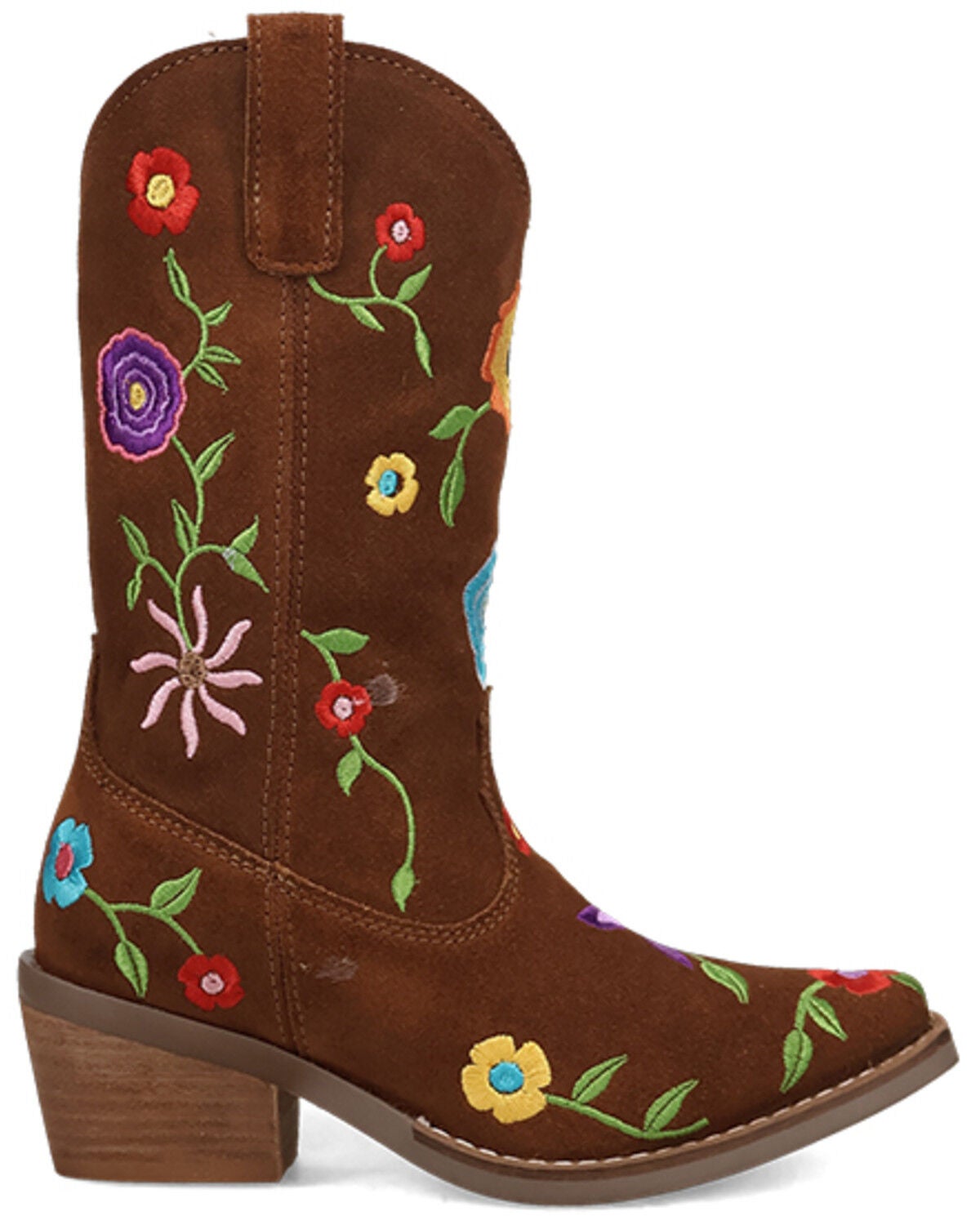 Image #2 - Dingo Girls' Flower Power Western Boots - Snip Toe, Brown, hi-res