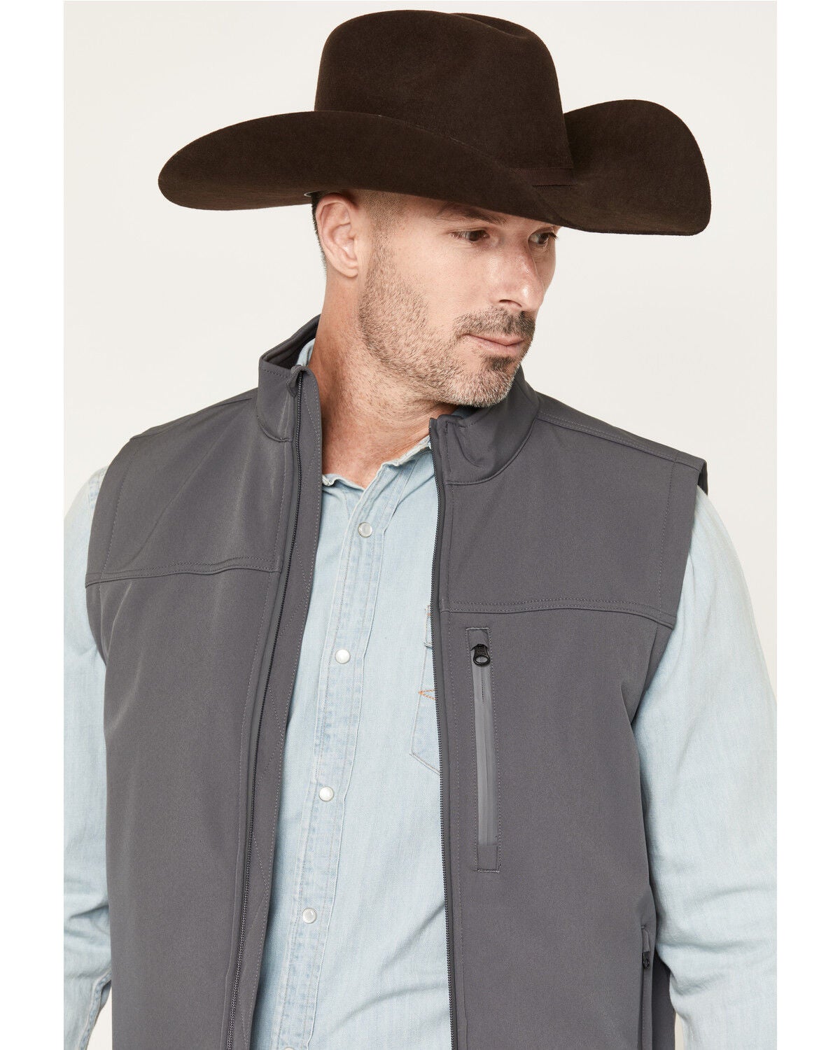 Image #2 - Cody James Men's Estacado Solid Concealed Carry Softshell Vest - Big, Charcoal, hi-res