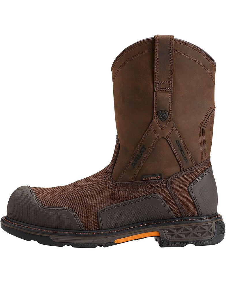 Ariat Overdrive XTR H20 Pull-On Work Boots - Steel Toe, Brown, hi-res
