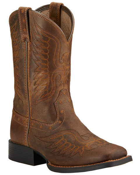 Image #1 - Ariat Boys' Honor Western Boots - Square Toe , Distressed, hi-res