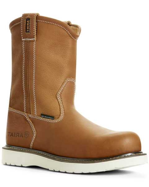 Image #1 - Ariat Men's Rebar Wedge Full-Grain Leather Work Boots - Composite Toe, Tan, hi-res