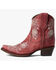 Image #2 - Circle G Women's Flowered Embroidery Ankle Western Booties - Snip Toe, Red/brown, hi-res