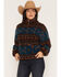 Image #1 - Rock & Roll Denim Women's Southwestern Print Sherpa Pullover, Blue, hi-res