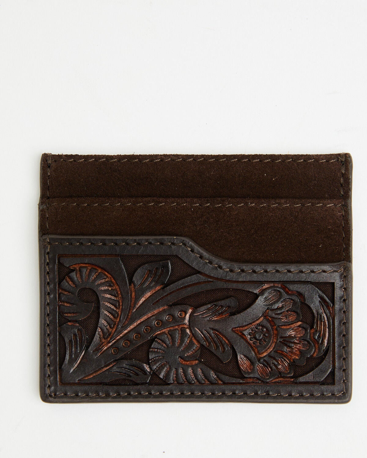 Shyanne Women's Palmer Tooled Leather Credit Card Wallet, Brown, hi-res