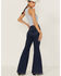 Shyanne Women's Mr. Flare Retro Stripe Flare Jeans, Dark Wash, hi-res