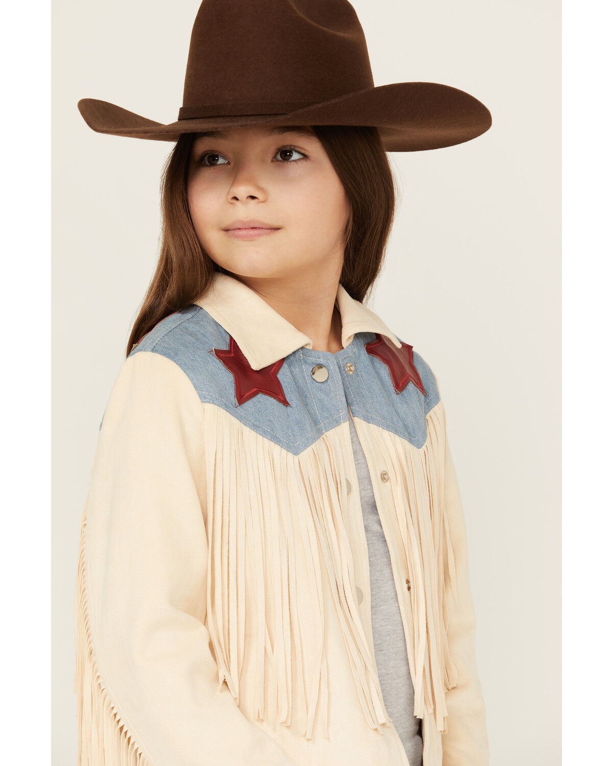 Image #2 - Fornia Girls' American Fringe Jacket, Cream, hi-res