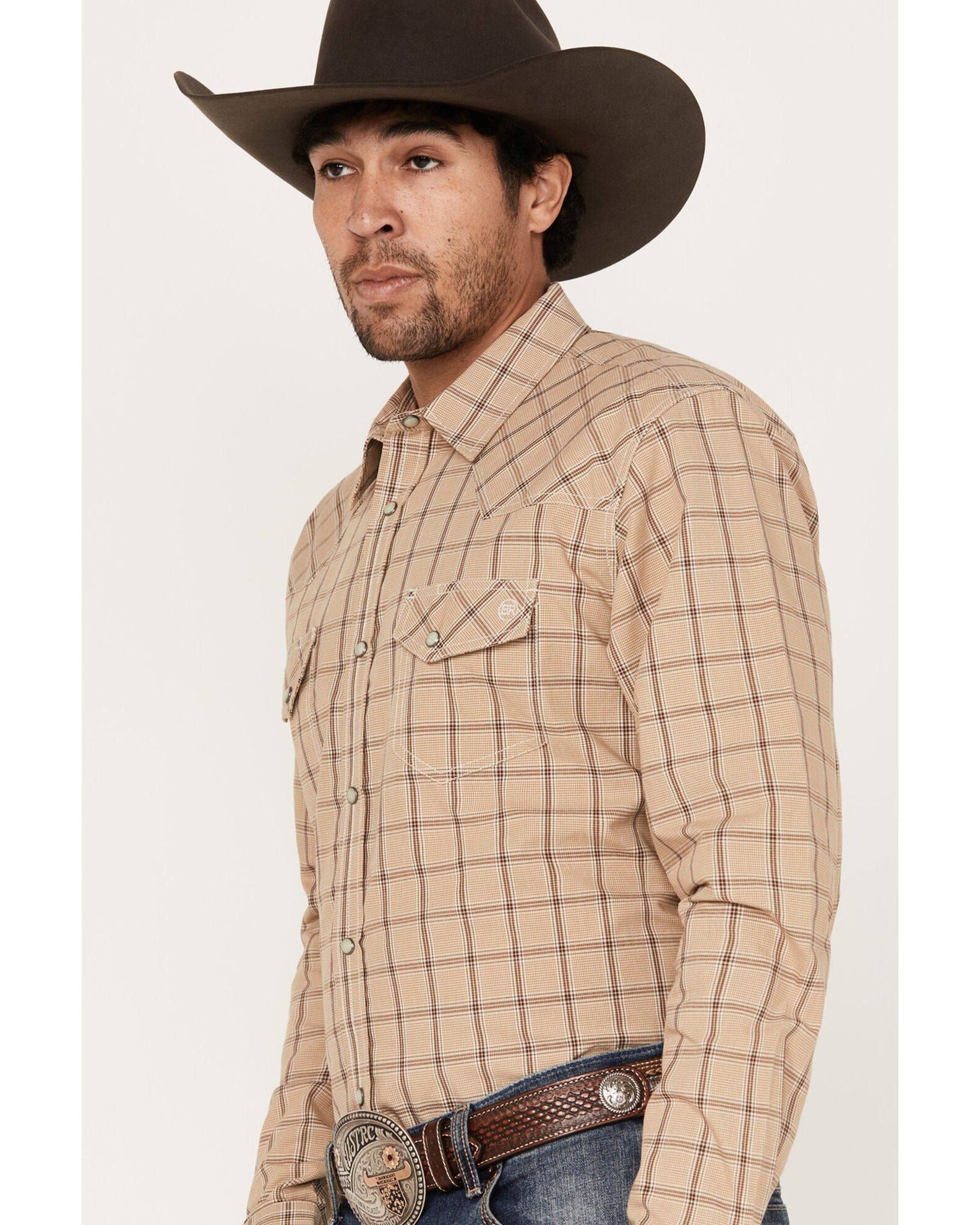 Product Name: Blue Ranchwear Men's Twill Plaid Print Long Sleeve ...
