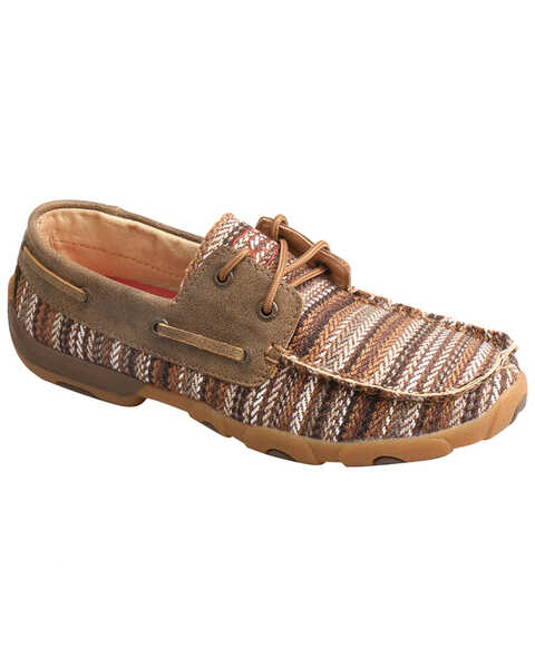 Twisted X Women's Boat Shoe Driving Mocs , Brown, hi-res