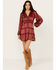 Shyanne Women's Ruffle Satin Dress, Dark Red, hi-res