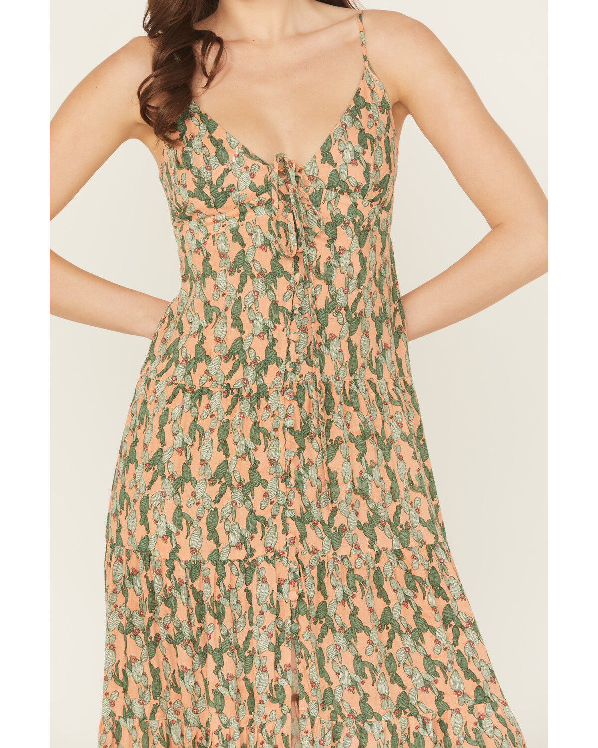 Image #3 - Rock & Roll Denim Women's Cactus Print Sleeveless Maxi Dress, Orange, hi-res