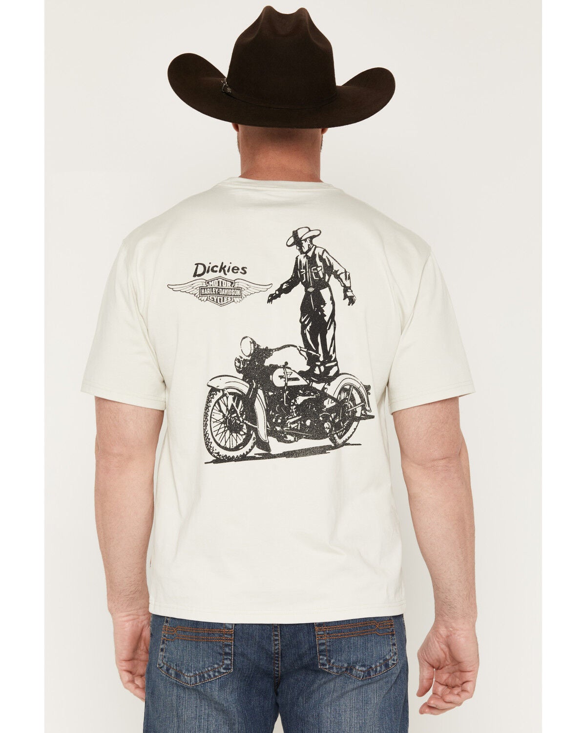 Image #1 - Dickies X Harley Davidson Men's Cowboy Short Sleeve Graphic Tee, Cream, hi-res