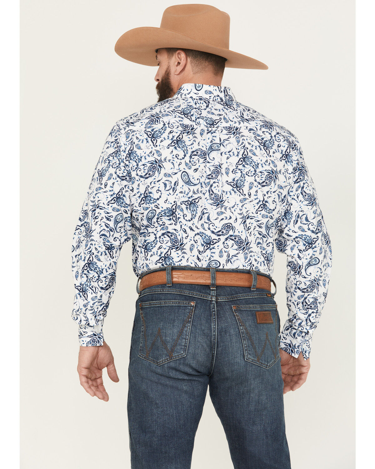 Image #4 - Rodeo Clothing Men's Paisley Print Long Sleeve Button-Down Western Shirt, Black, hi-res