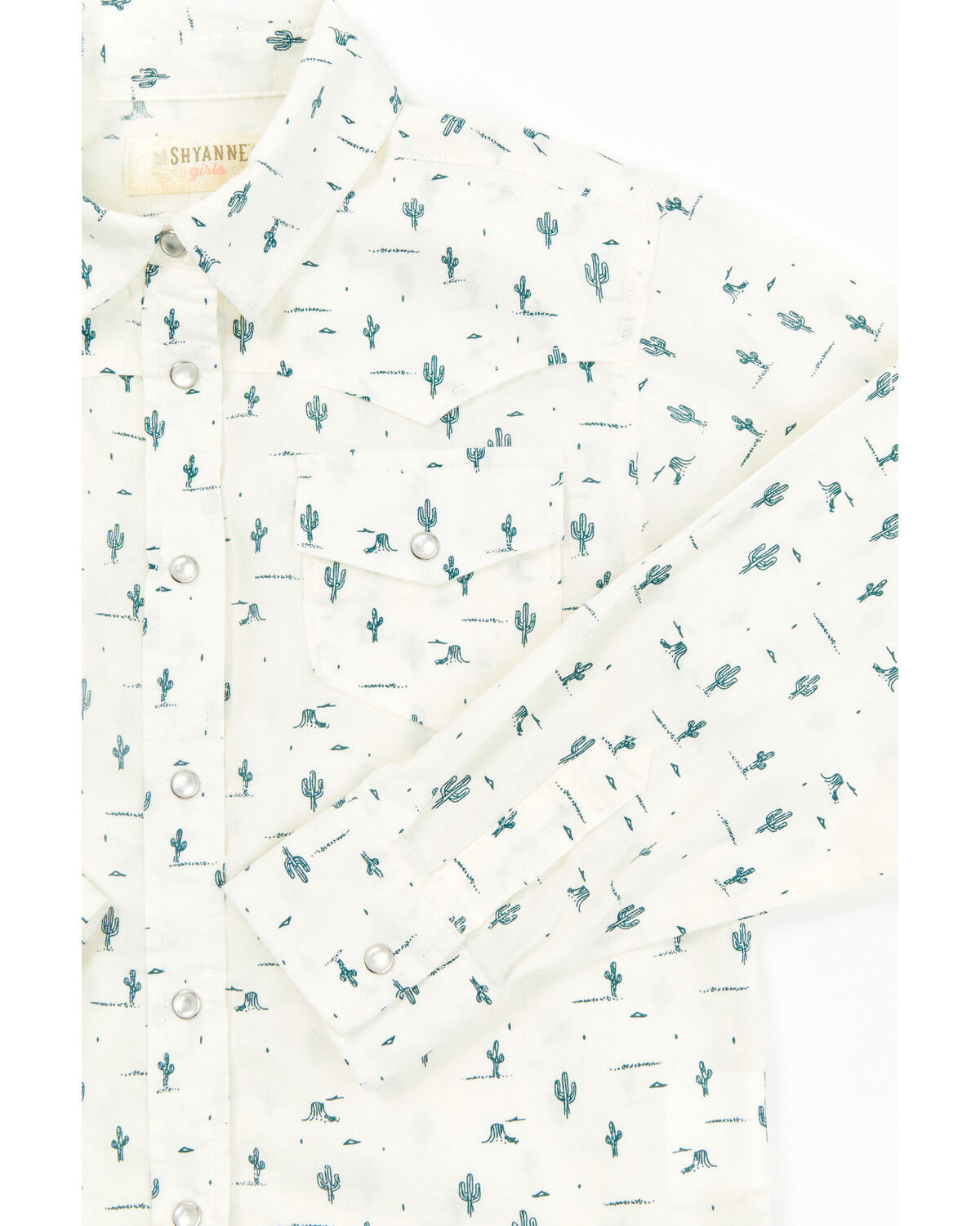 Image #2 - Shyanne Toddler Girls' Cactus Print Western Pearl Snap Shirt, Ivory, hi-res