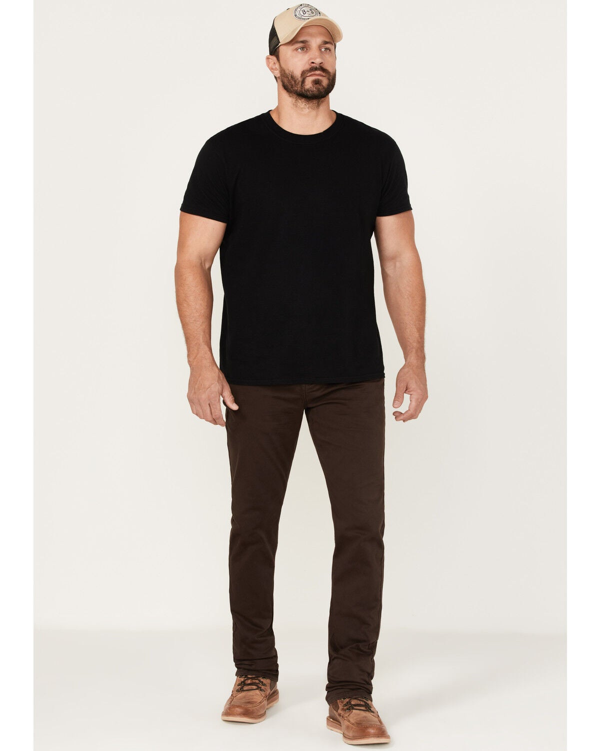 Brothers and Sons Men's Java Wash Tucker Slim Straight Stretch Denim Jeans, Brown, hi-res