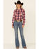 Image #2 - Rock & Roll Denim Women's Plaid Print Long Sleeve Snap Western Boyfriend Shirt, , hi-res