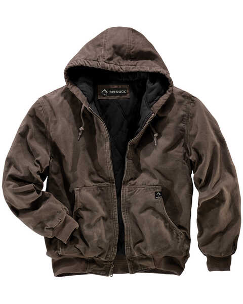 Image #1 - Dri Duck Men's Cheyenne Hooded Work Jacket - Big Sizes (3XL - 4XL), Brown, hi-res