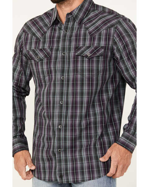 Image #3 - Moonshine Spirit Men's Throw Down Plaid Print Long Sleeve Snap Western Shirt, Purple, hi-res