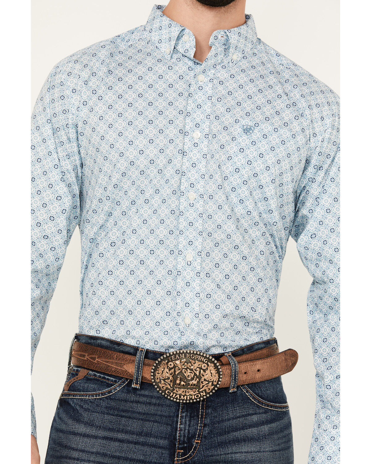 Image #3 - Ariat Men's Eamon Medallion Print Long Sleeve Button-Down Western Shirt, , hi-res