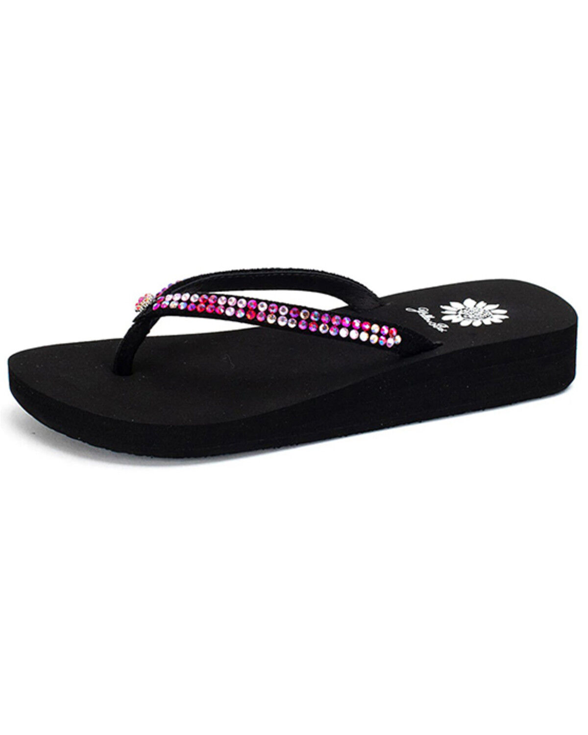 Image #1 - Yellow Box Women's Jello Rhinestone Sandals, Fuchsia, hi-res