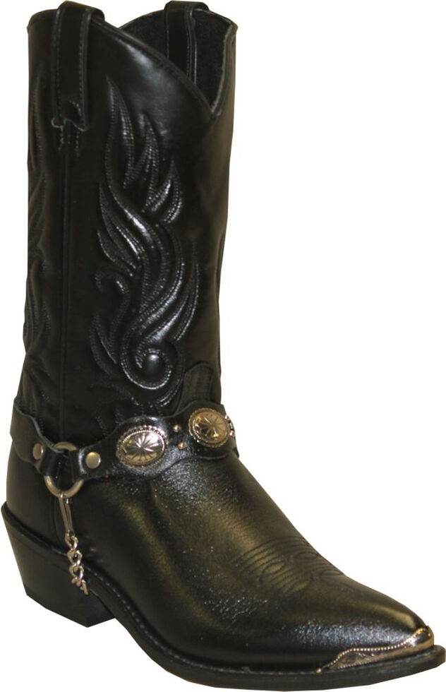 Sage by Abilene Men's Black with Concho Strap Western Boots, Black, hi-res